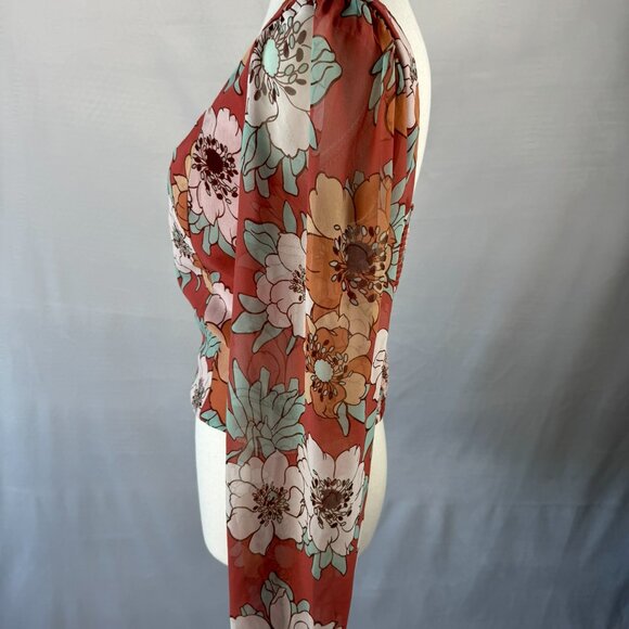 Aritzia Wilfred Grace Top in Warm Sienna Red/Subtle Mint Floral - Picture 12 of 16